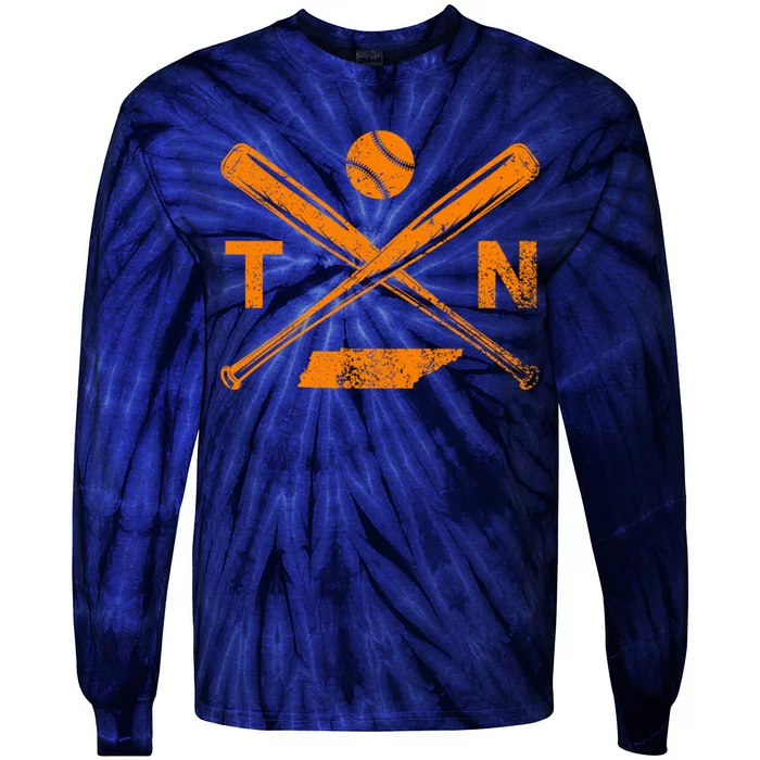 Tennessee Baseball Bats & Ball Classic Baseball Player Tie-Dye Long Sleeve Shirt