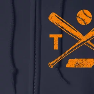 Tennessee Baseball Bats & Ball Classic Baseball Player Full Zip Hoodie