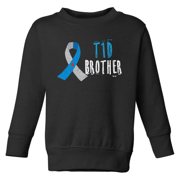 T1D brother blue ribbon type 1 diabetes awareness  gift Toddler Sweatshirt