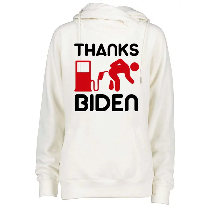 Thanks Biden Bend Over Gas Pump Prices Funny Womens Funnel Neck Pullover Hood