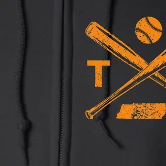 Tennessee Baseball Bats & Ball Classic Baseball Player Full Zip Hoodie