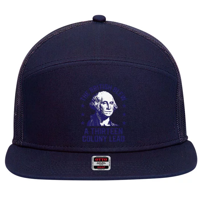 The British Blew A 13 Colony Lead Retro Us George Washington 7 Panel Mesh Trucker Snapback Hat