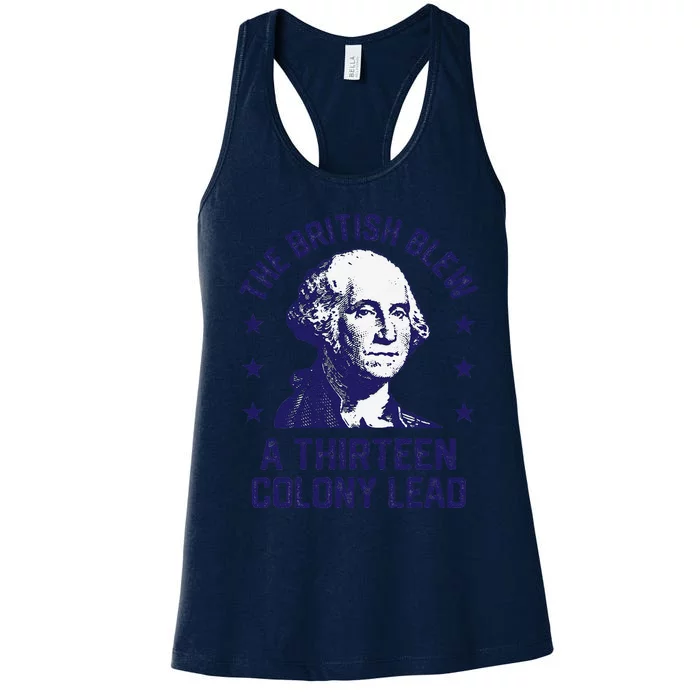 The British Blew A 13 Colony Lead Retro Us George Washington Women's Racerback Tank