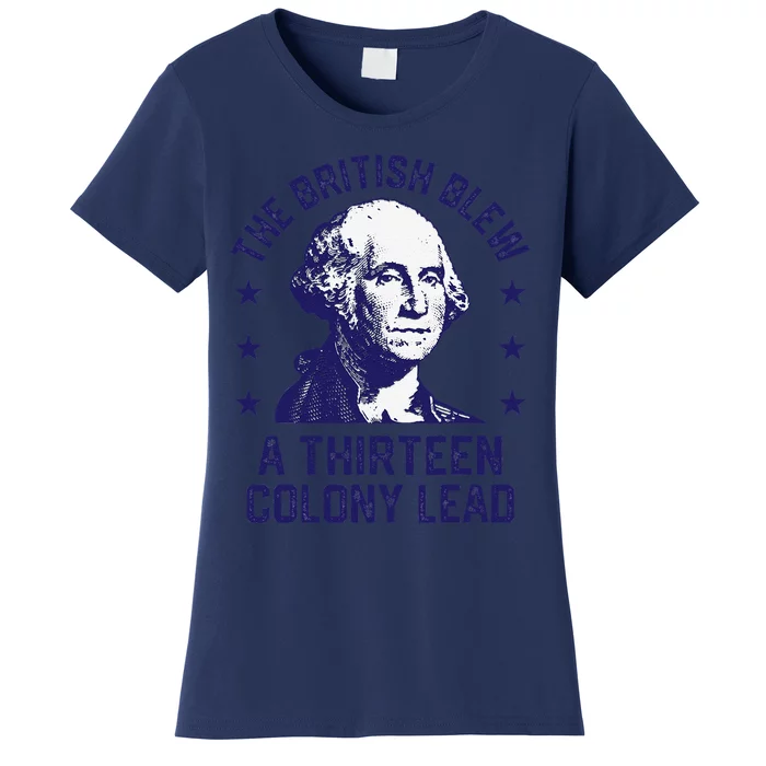 The British Blew A 13 Colony Lead Retro Us George Washington Women's T-Shirt