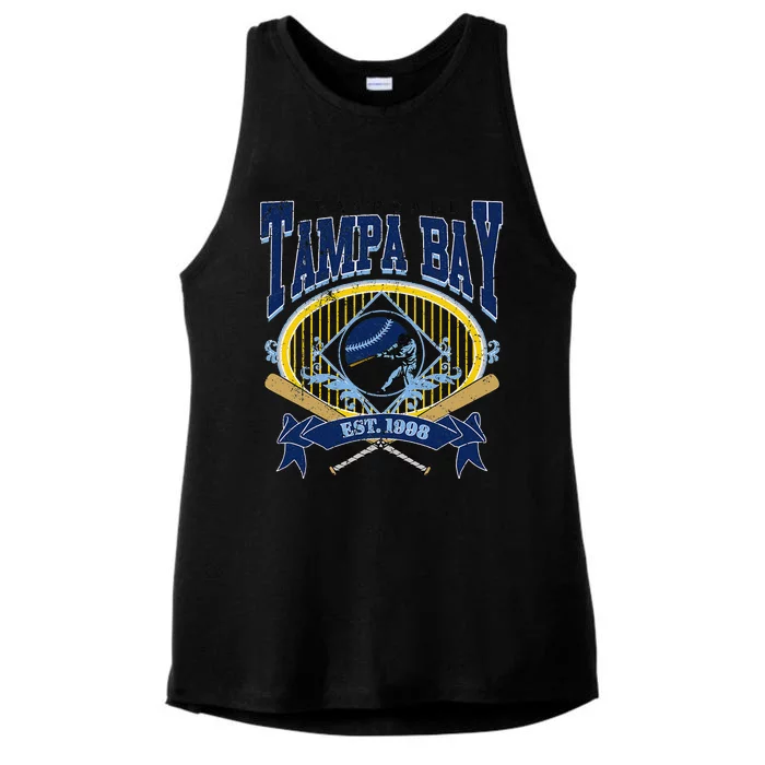 Tampa Bay Baseball Vintage Baseball Lover Ladies Tri-Blend Wicking Tank