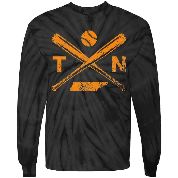 Tennessee Baseball Bats & Ball Classic Baseball Player Tie-Dye Long Sleeve Shirt