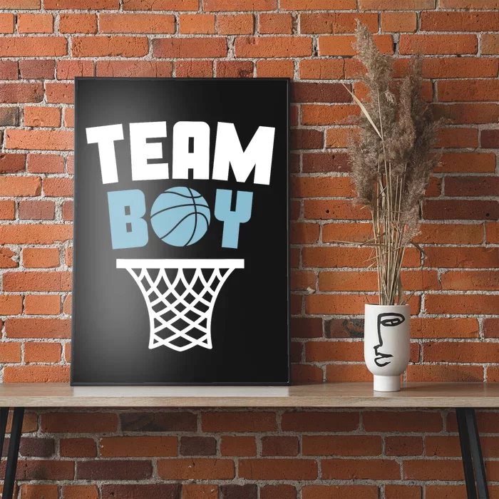 Team Boy Basketball Gender Reveal Blue Baby Shower Party Poster