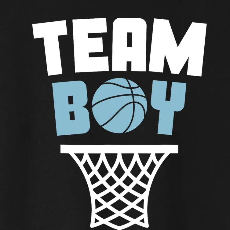 Team Boy Basketball Gender Reveal Blue Baby Shower Party Women's Crop Top Tee