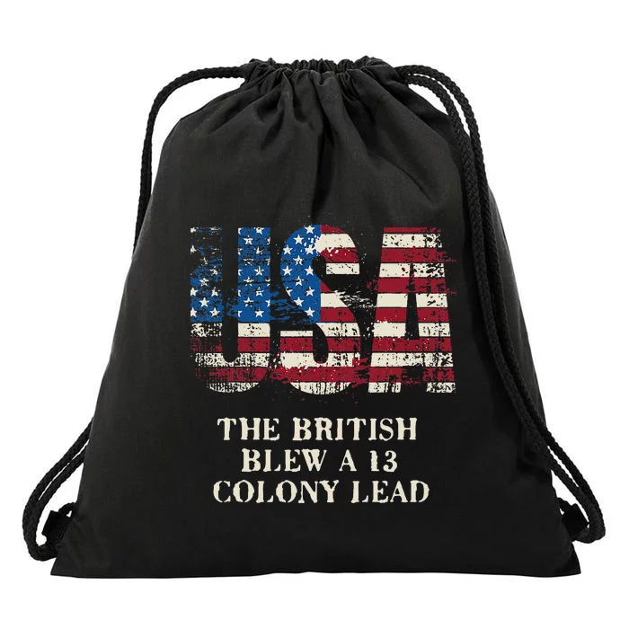 The British Blew A 13 Colony Lead Funny 4th Of July Drawstring Bag