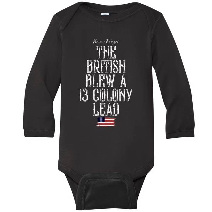 The British Blew A 13 Colony Lead Baby Long Sleeve Bodysuit