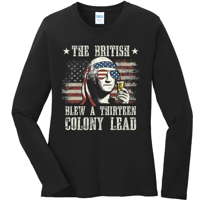 The British Blew A 13 Colony Lead George Washington 4th Of July Ladies Long Sleeve Shirt