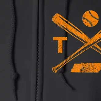 Tennessee Baseball Bats & Ball Classic Baseball Player Full Zip Hoodie