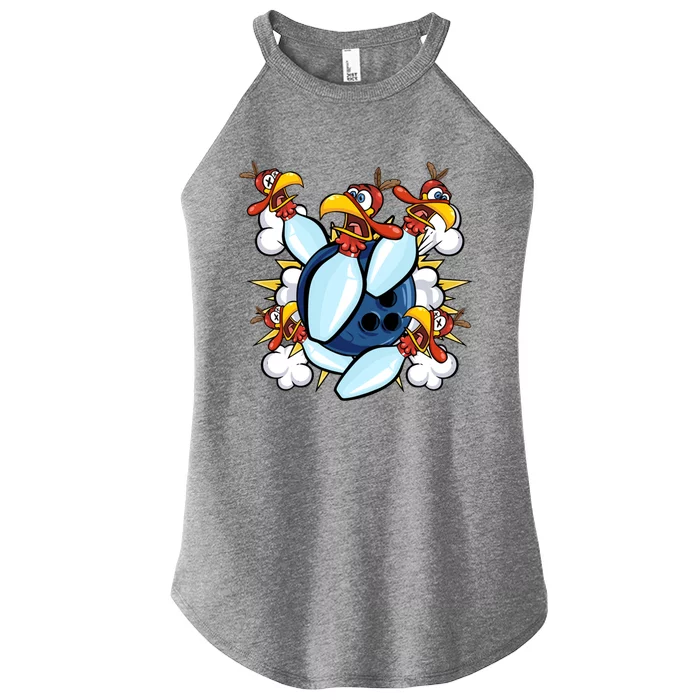 Thanksgiving Bowl Bowler Strike Pin Sport Turkey Bowling Gift Women’s Perfect Tri Rocker Tank