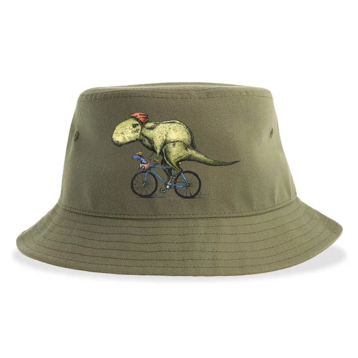 Trex Bikers Bicycle Riding Dinosaur Design Sustainable Bucket Hat