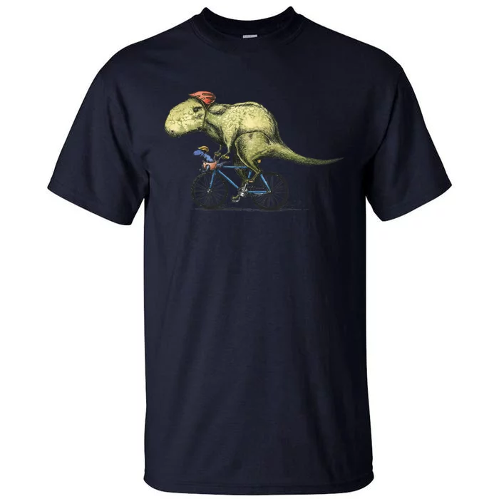 Trex Bikers Bicycle Riding Dinosaur Design Tall T-Shirt