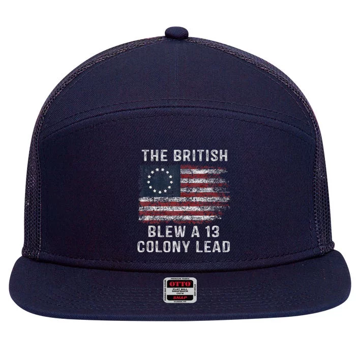 The British Blew A Thirteen Colony Lead 7 Panel Mesh Trucker Snapback Hat