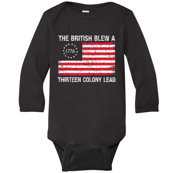 The British Blew A 13 Colony Lead Funny 4th Of July Baby Long Sleeve Bodysuit