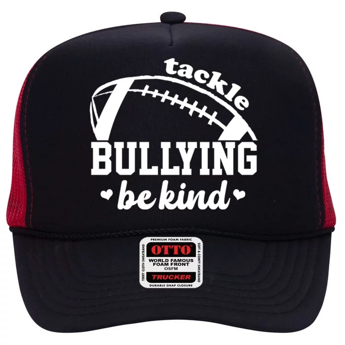 Tackle Bullying Be Kind Football Awareness High Crown Mesh Trucker Hat