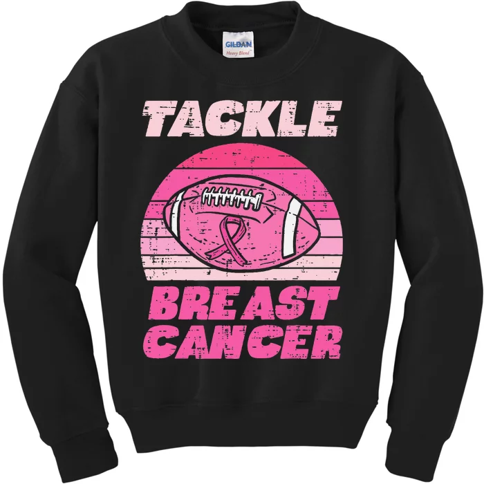 Tackle Breast Cancer American Football Awareness Fighting Kids Sweatshirt