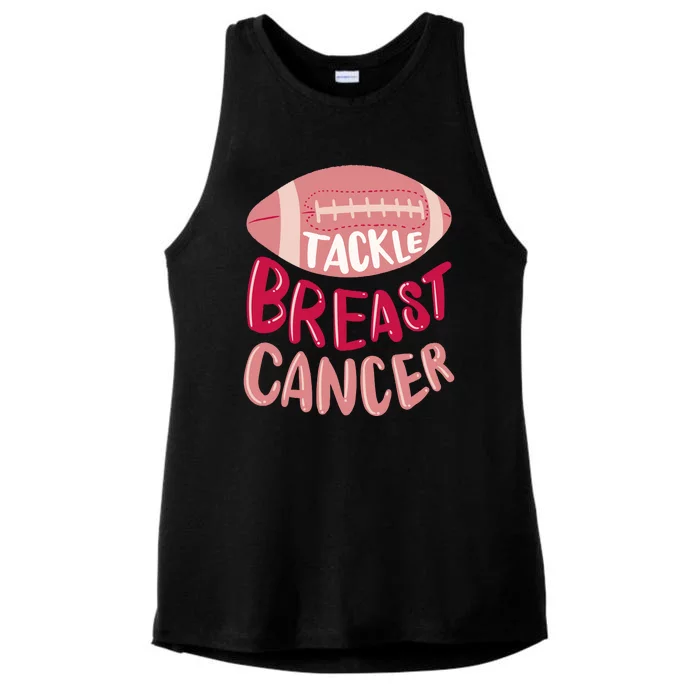 Tackle Breast Cancer Football Ladies Tri-Blend Wicking Tank