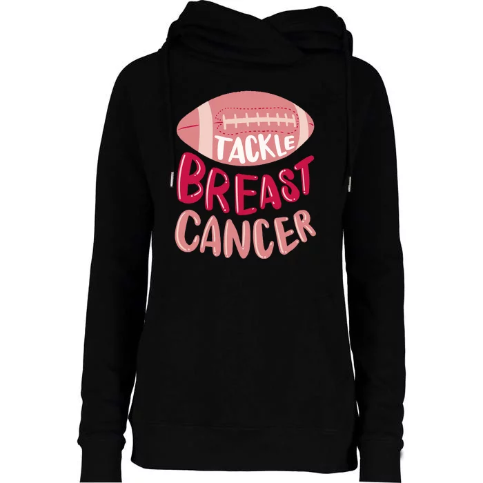 Tackle Breast Cancer Football Womens Funnel Neck Pullover Hood