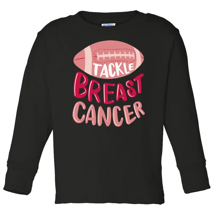 Tackle Breast Cancer Football Toddler Long Sleeve Shirt