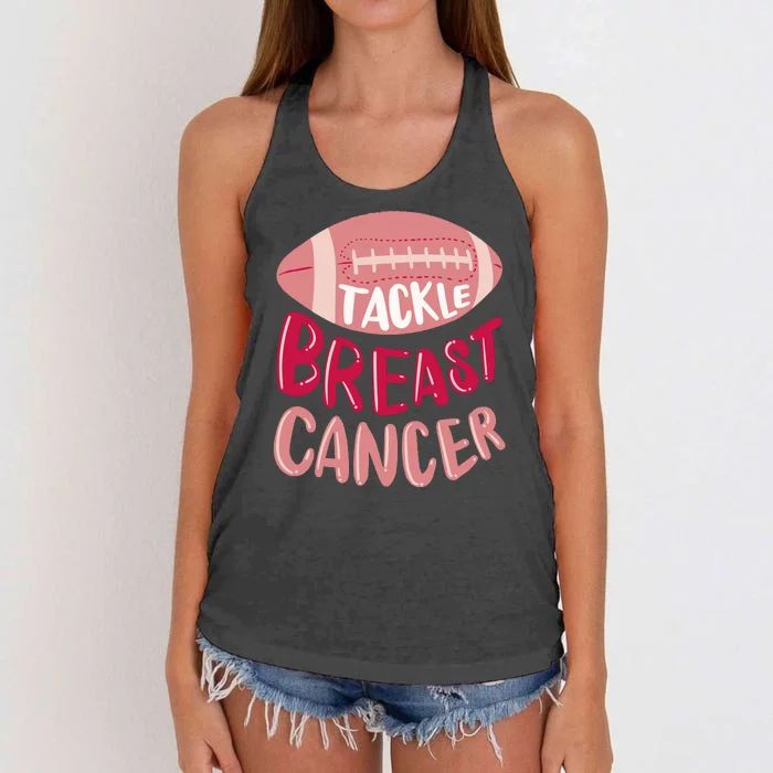 Tackle Breast Cancer Football Women's Knotted Racerback Tank