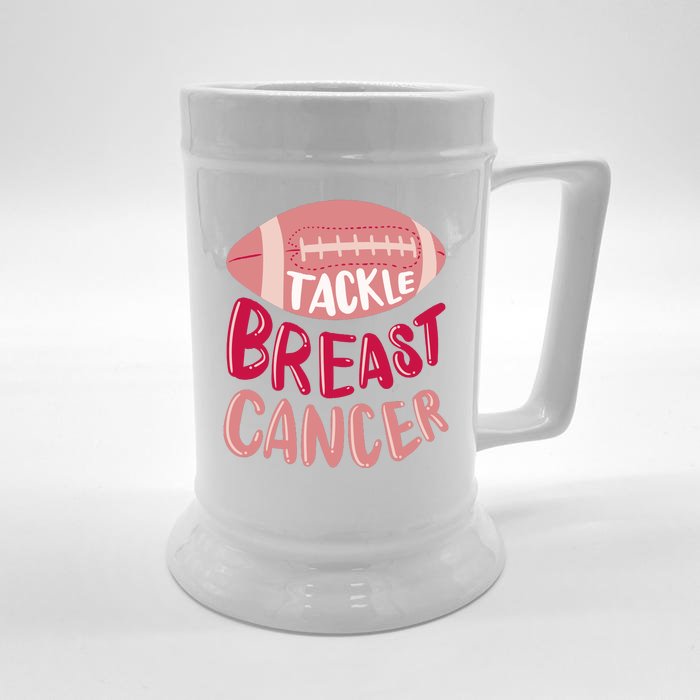 Tackle Breast Cancer Football Front & Back Beer Stein