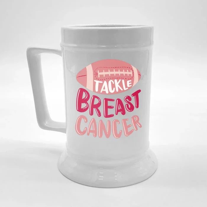 Tackle Breast Cancer Football Front & Back Beer Stein