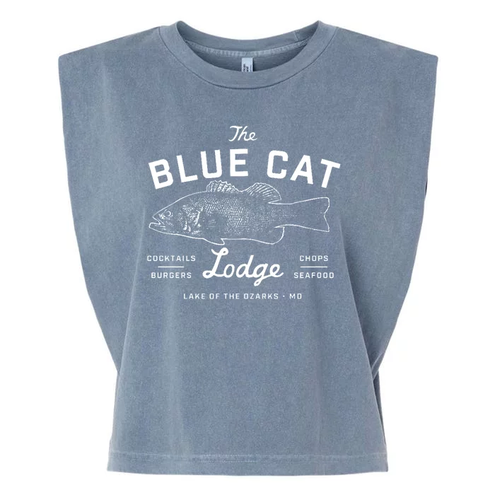 The Blue Cat Lodge Lake Of Ozarks Fish Garment-Dyed Women's Muscle Tee