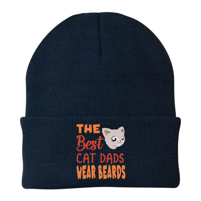 The Best Cat Dads Wear Beards Funny Cat Daddy Gift Knit Cap Winter Beanie