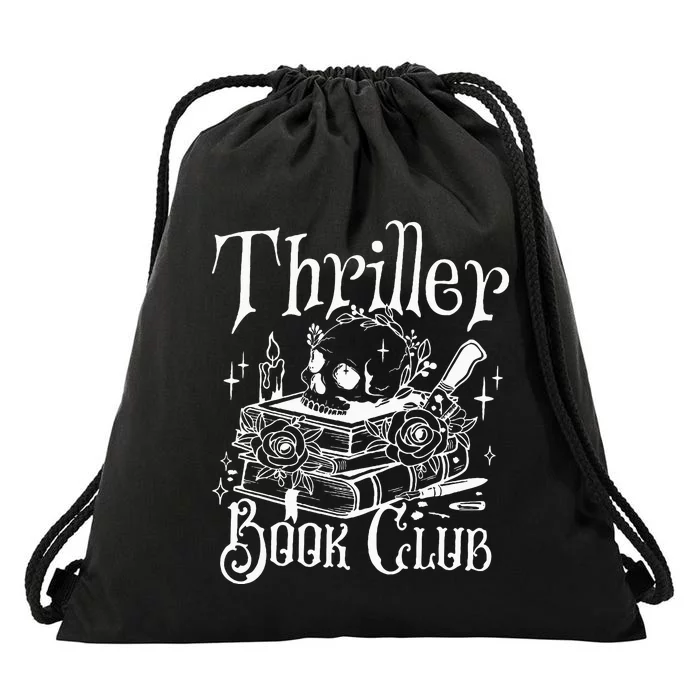 Thriller Book Club Floral Skull Drawstring Bag