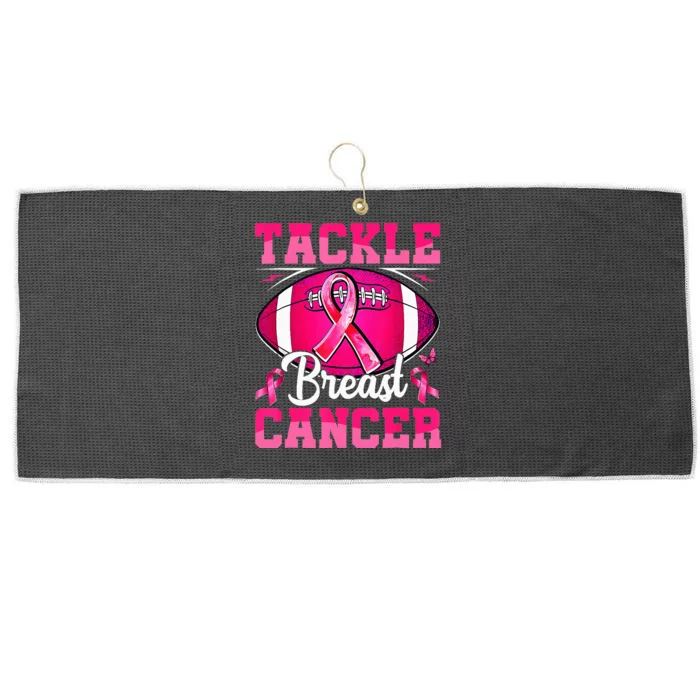 Tackle Breast Cancer Warrior Ribbon Football Large Microfiber Waffle Golf Towel