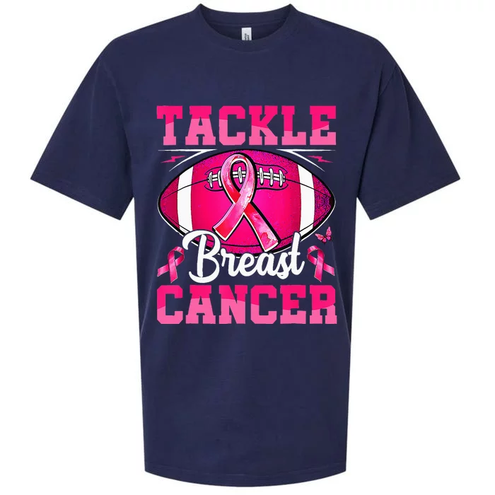 Tackle Breast Cancer Warrior Ribbon Football Sueded Cloud Jersey T-Shirt