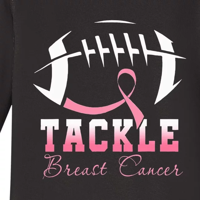 Tackle Breast Cancer Awareness Football Pink Ribbon Kids Baby Long Sleeve Bodysuit