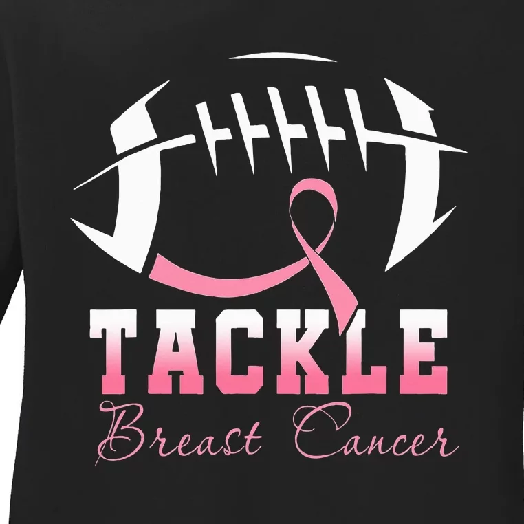 Tackle Breast Cancer Awareness Football Pink Ribbon Kids Ladies Long Sleeve Shirt