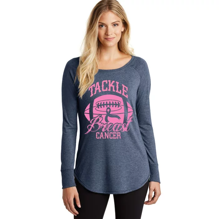 Tackle Breast Cancer Awareness Pink Ribbon Football Women's Perfect Tri Tunic Long Sleeve Shirt