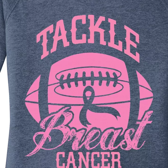 Tackle Breast Cancer Awareness Pink Ribbon Football Women's Perfect Tri Tunic Long Sleeve Shirt