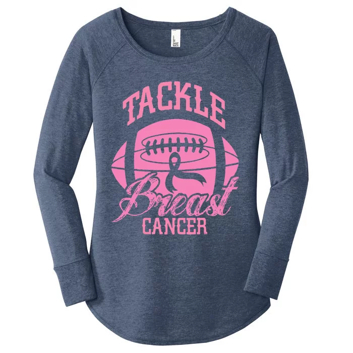 Tackle Breast Cancer Awareness Pink Ribbon Football Women's Perfect Tri Tunic Long Sleeve Shirt