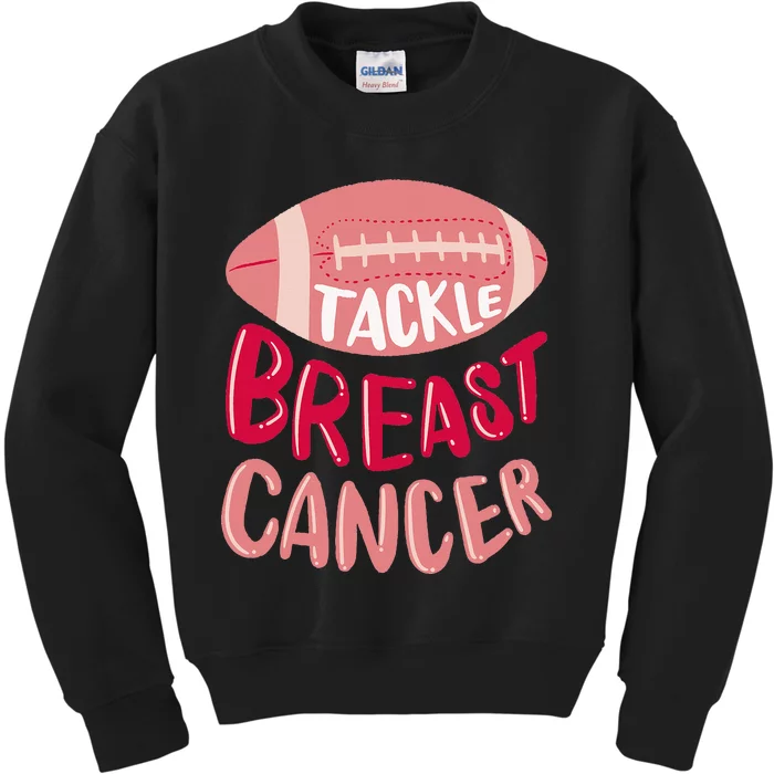 Tackle Breast Cancer Awareness Football P.I.N.K Ribbon Kids Sweatshirt