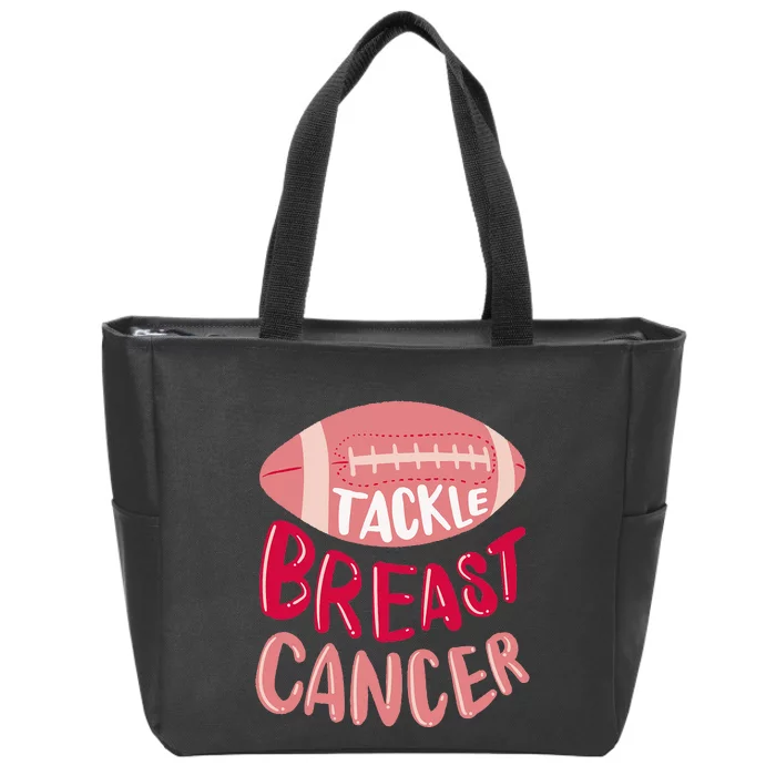 Tackle Breast Cancer Awareness Football P.I.N.K Ribbon Zip Tote Bag