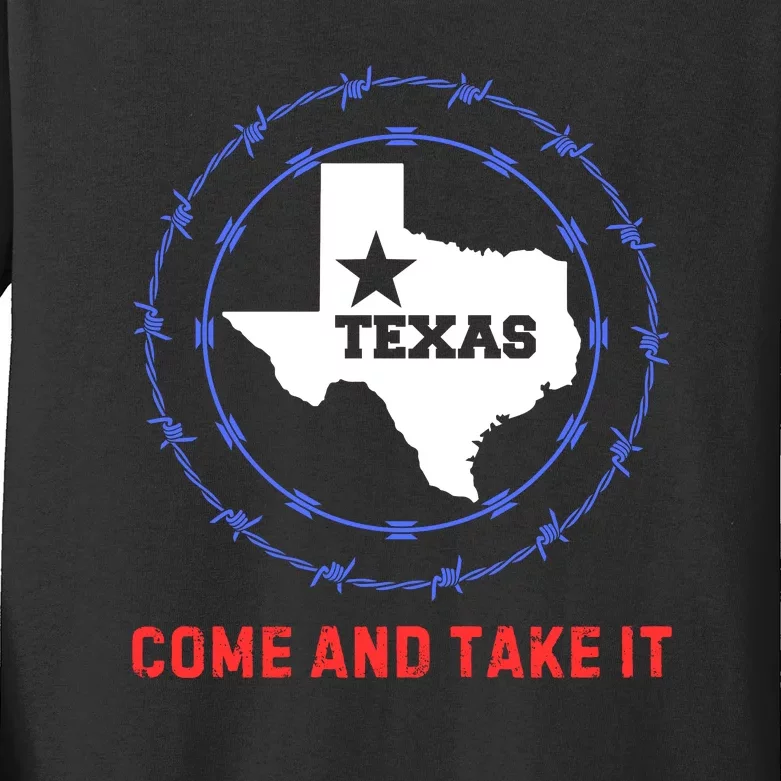 Texas Border Crisis Come And Take It Kids Long Sleeve Shirt