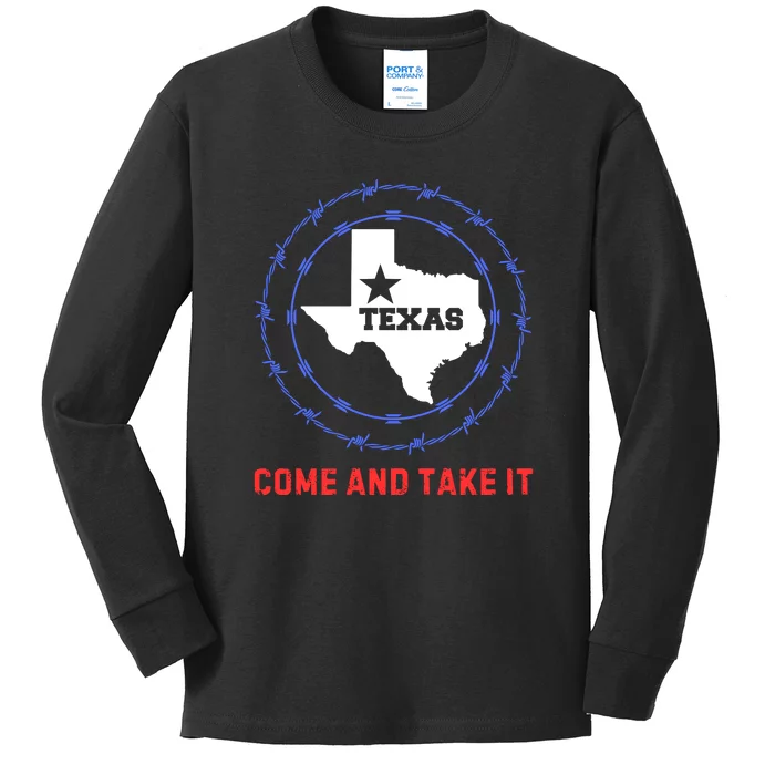 Texas Border Crisis Come And Take It Kids Long Sleeve Shirt