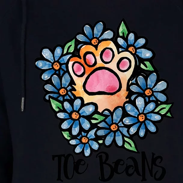 Toe Beans Cute Cat Lovers Tee Shirts Funny Cat Toes Womens Funnel Neck Pullover Hood