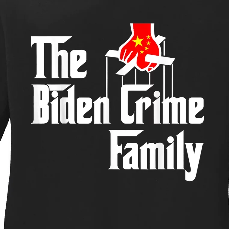 The Biden Chinese Crime Family Puppet Humor Anti Against Ladies Long Sleeve Shirt