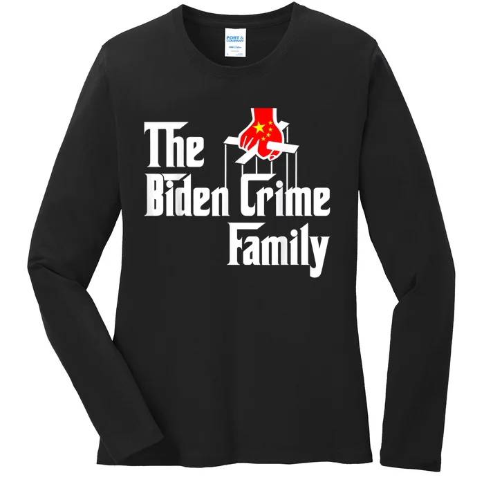 The Biden Chinese Crime Family Puppet Humor Anti Against Ladies Long Sleeve Shirt