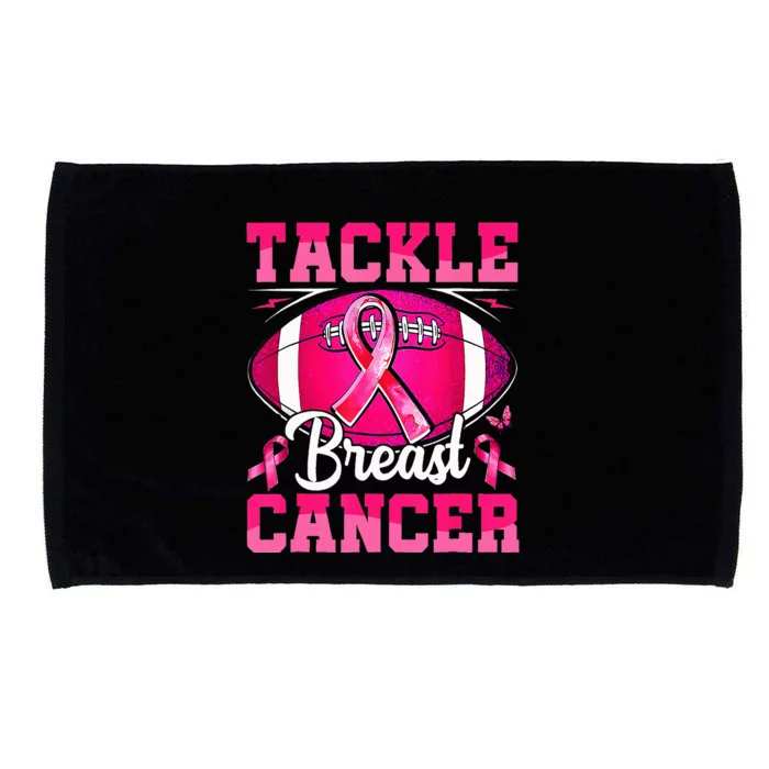 Tackle Breast Cancer Warrior Ribbon Football Microfiber Hand Towel