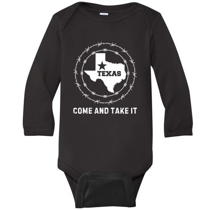 Texas Border Crisis Come And Take It Baby Long Sleeve Bodysuit