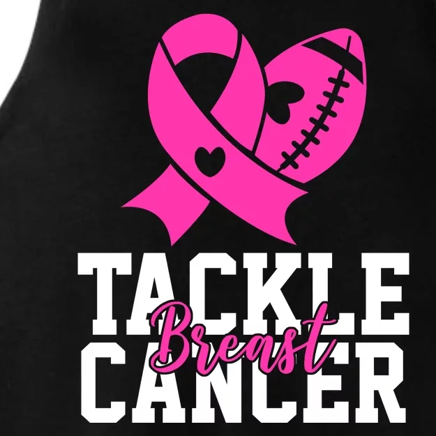 Tackle Breast Cancer Ribbon Football Ladies Tri-Blend Wicking Tank