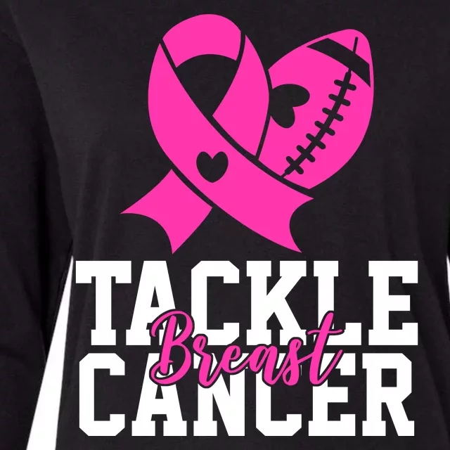 Tackle Breast Cancer Ribbon Football Womens Cotton Relaxed Long Sleeve T-Shirt